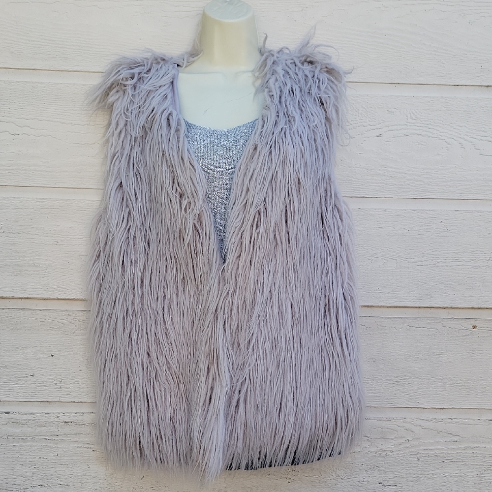 J.O.A. Los Angeles Light Gray Faux Fur Vest